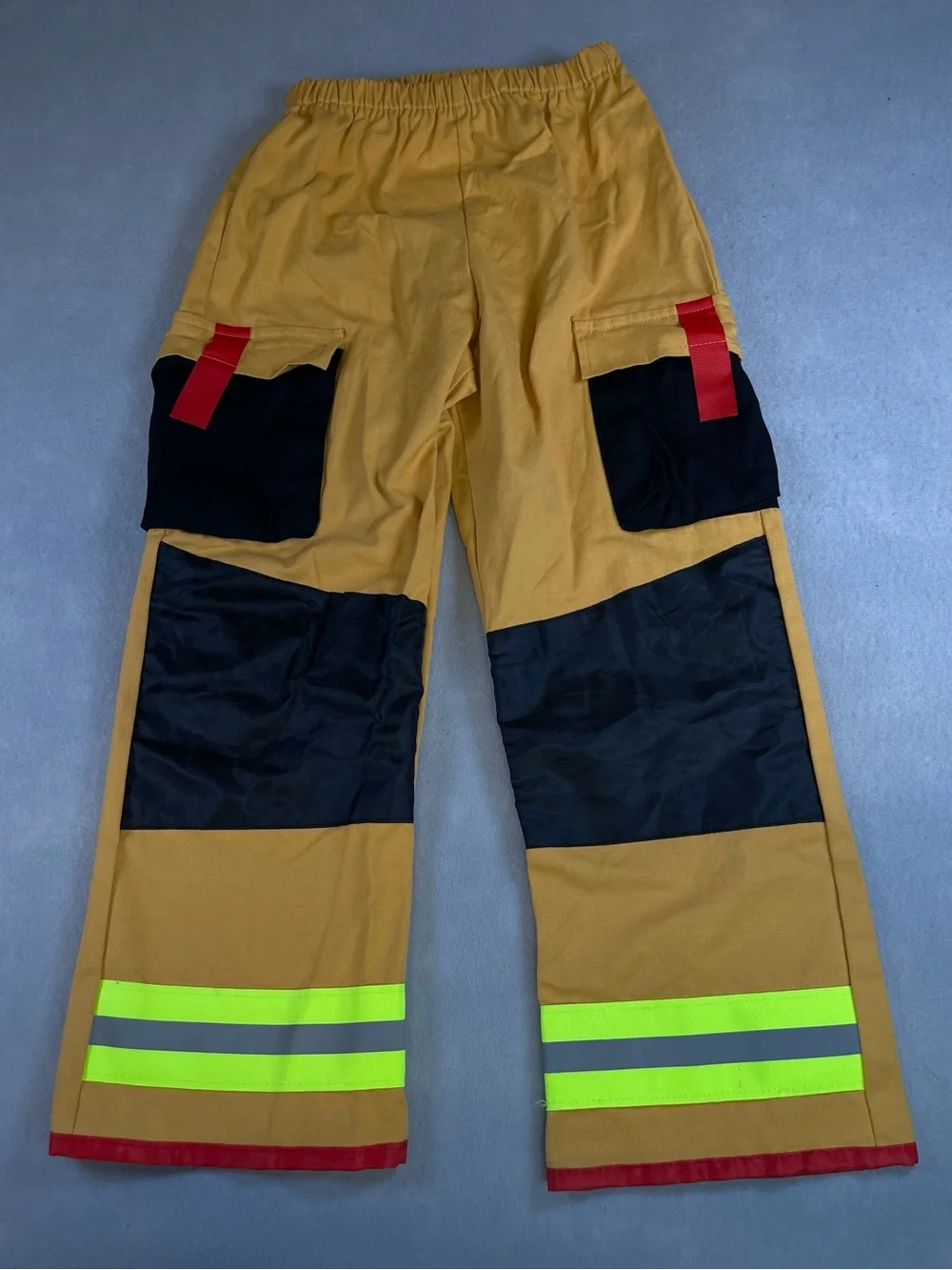 Teetot Co Jr Firefighter Kids Costume Jacket Pants Tan Reflective Size 7-8